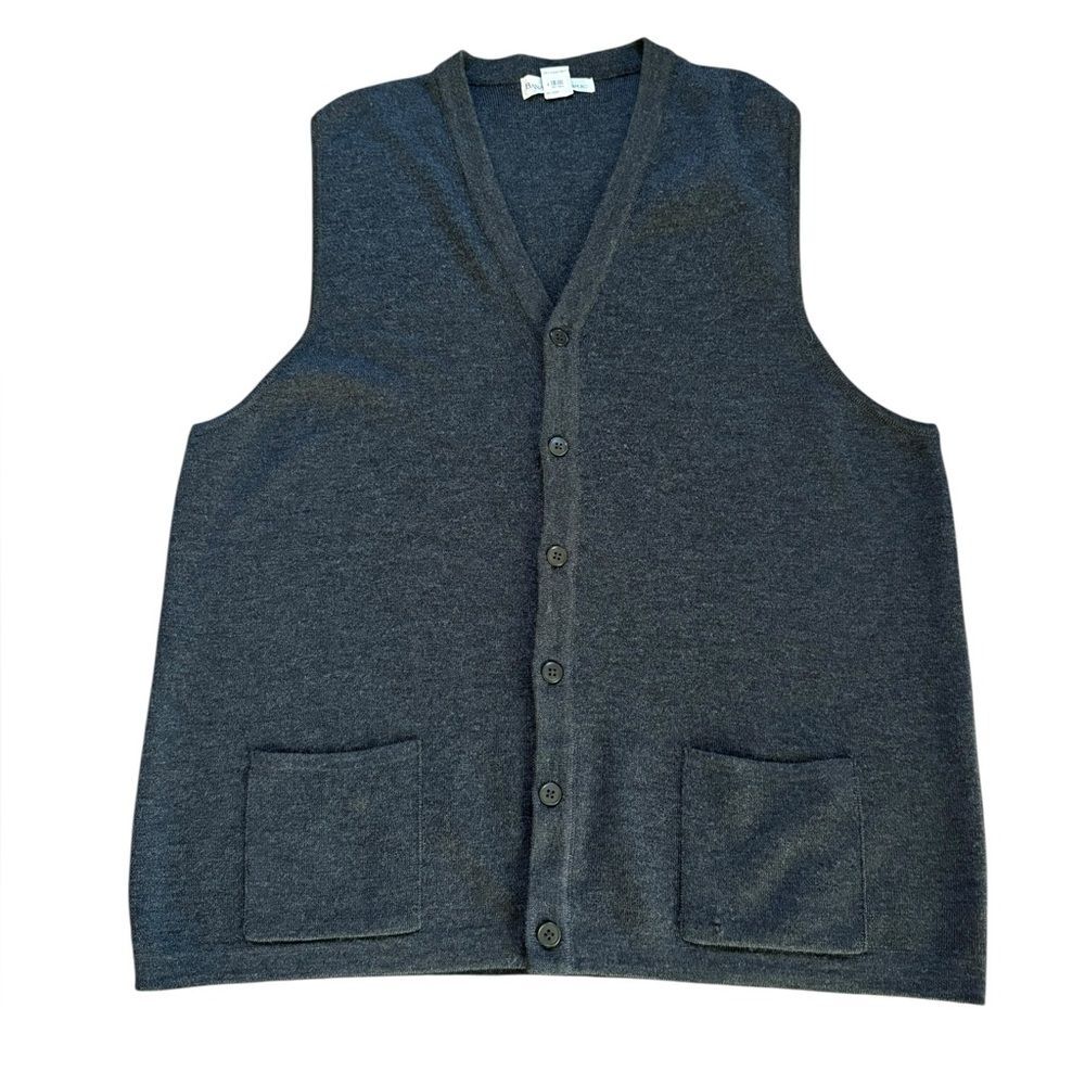 Banana Republic Merino Wool Sweater Vest Gray Button Up Men’s Size XL